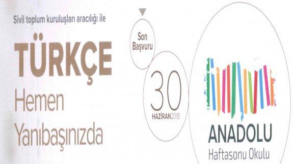 YTB Anadolu Haftasonu Okulu 2018 Proje Destek Programı