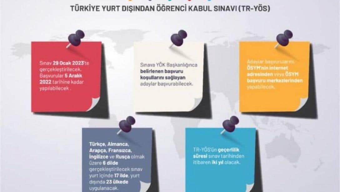 2023 Türkiye Yurt Dışından Öğrenci Kabul Sınavı (TR-YÖS)'na Başvurular Devam Ediyor